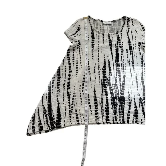 Bryn Walker Womens Tunic Asymmetrical Lagenlook Cotton Black White Size M - Picture 7 of 9
